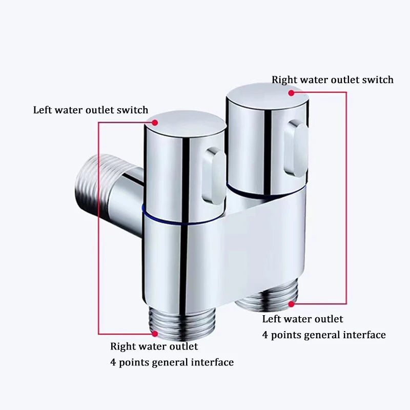 Zinc Alloy Angle Valve Wall Mount Toilet Bidet Sprayer Set One In Two Out Water Cleaning Sprayer for Bathroom Toilet Accessories