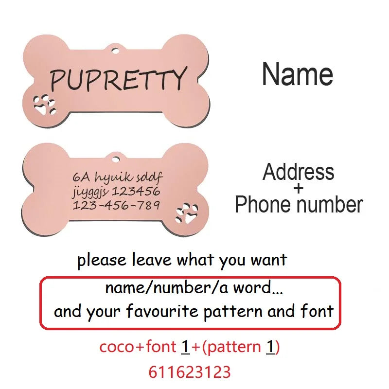 Pet ID Tag Personalized for Cat Puppy Dog Tag