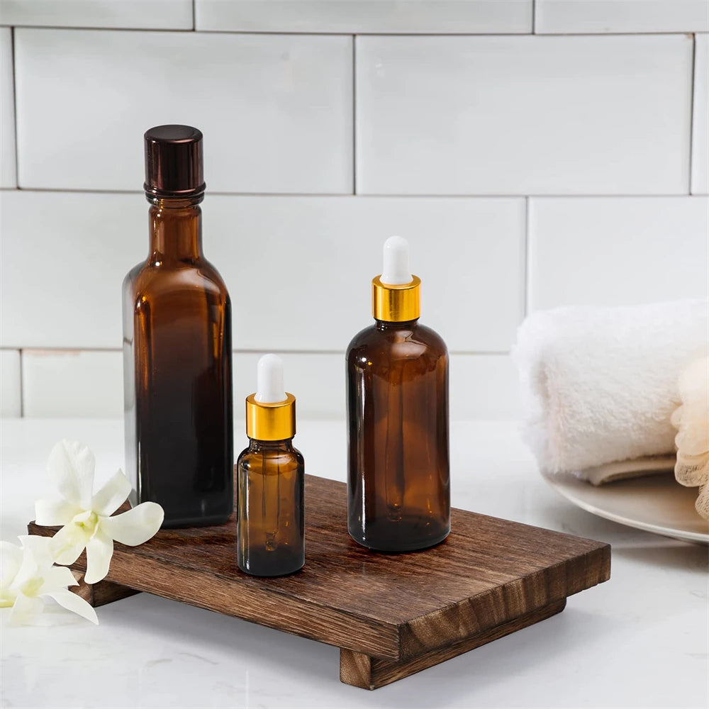 Wood Tray Pedestal Stand Farmhouse Bathroom