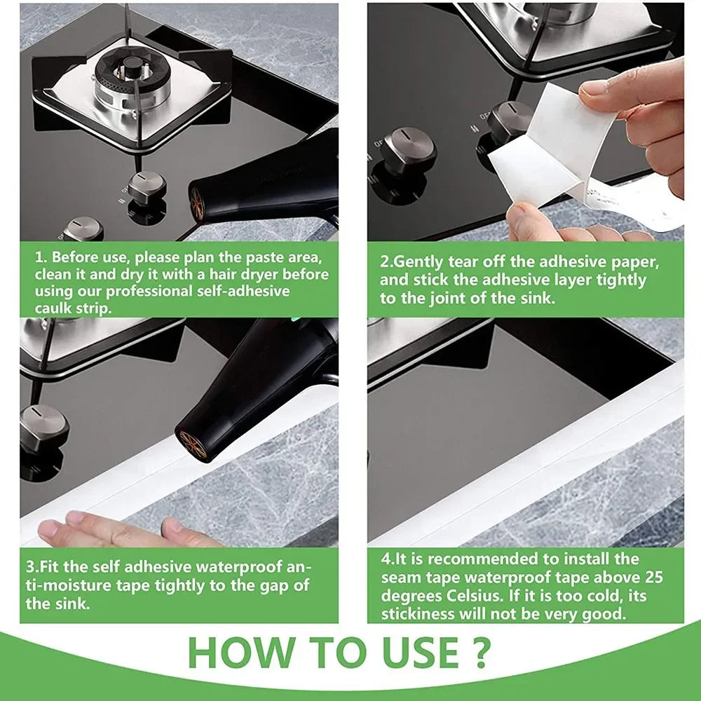 1 Roll PVC Sealing Tape For Bathroom Bath Toilet Kitchen
