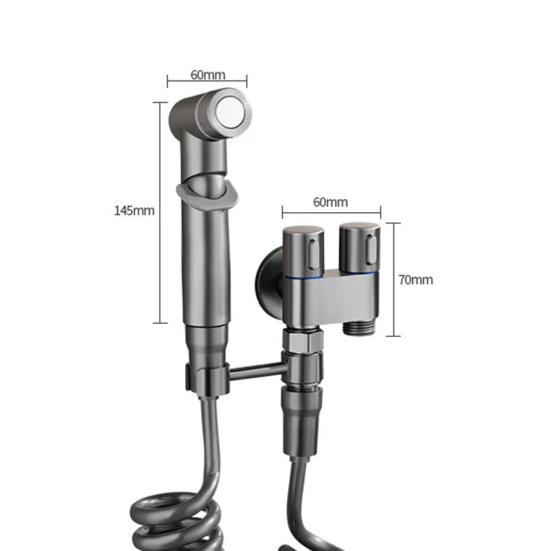 Zinc Alloy Angle Valve Wall Mount Toilet Bidet Sprayer Set One In Two Out Water Cleaning Sprayer for Bathroom Toilet Accessories