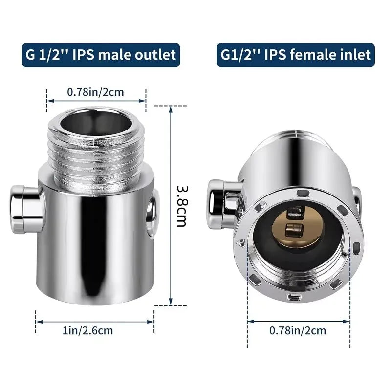 ABS Shower Head Arm Diverter Valve Bidet Sprayer Water Separator Adapter Flow Regulator Stop Switch Bathroom Accessories