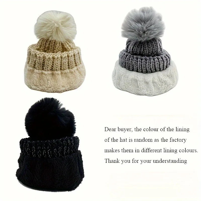 2PCS winter warm knit hat set Winter hat
