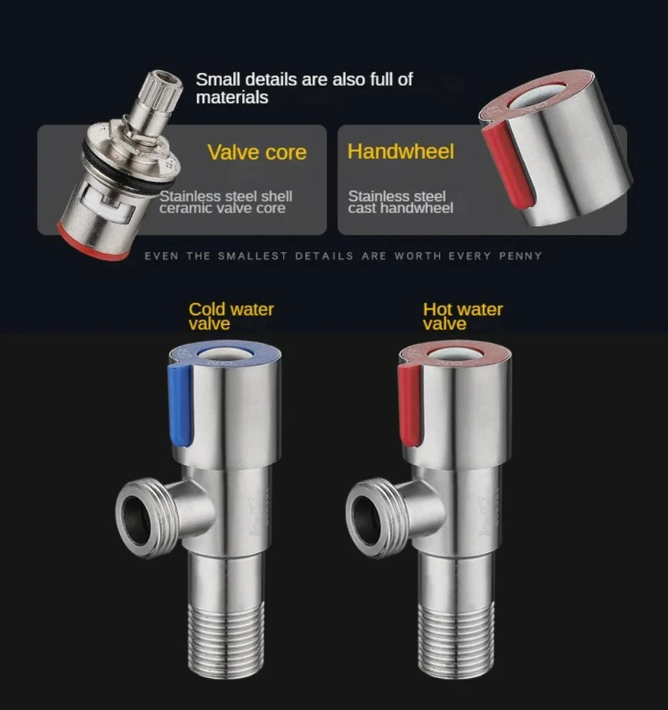 Bathroom Basin Sink Faucets Taps Angle Stop Valve Brass Black Finish G1/2" Shut Off Valve Bathroom Toilet Bidet Shower Water Tap