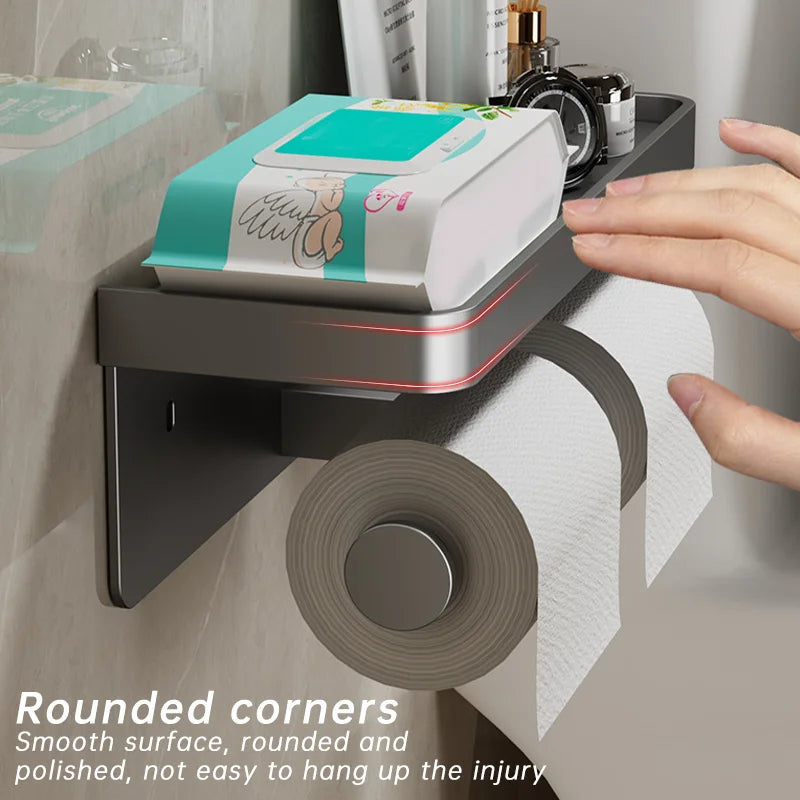Toilet Paper Holder Wall-Mounted Aluminum alloy Toilet paper holder tissue rack Bathroom