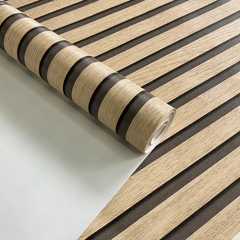45cm Big Roll Home Decoration Background Wall Desk Wood Stripes Waterproof PVC