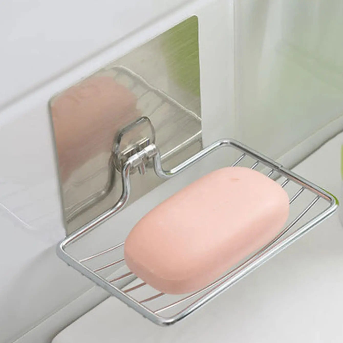 1PC-Stainless Steel Soap Rack Punch-free Nail-free Bathroom