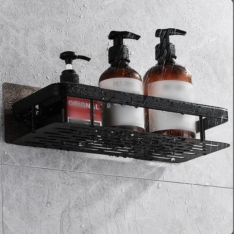 Bathroom Square Basket Suction Wall Space Aluminum Shower Room