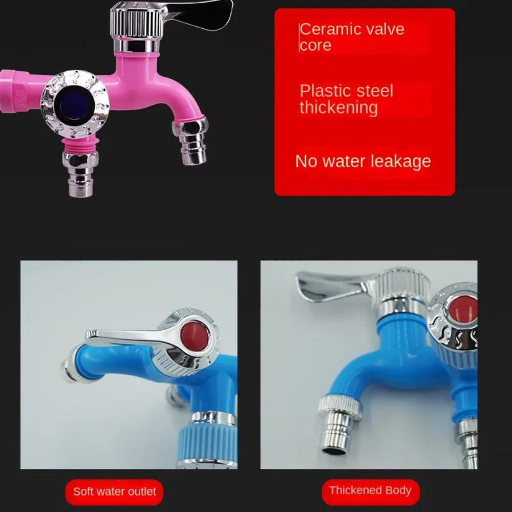 Universal Interface Washing Machine Faucet Multi-function POM Bronze Double Nozzle Faucet Dual Control Water Tap