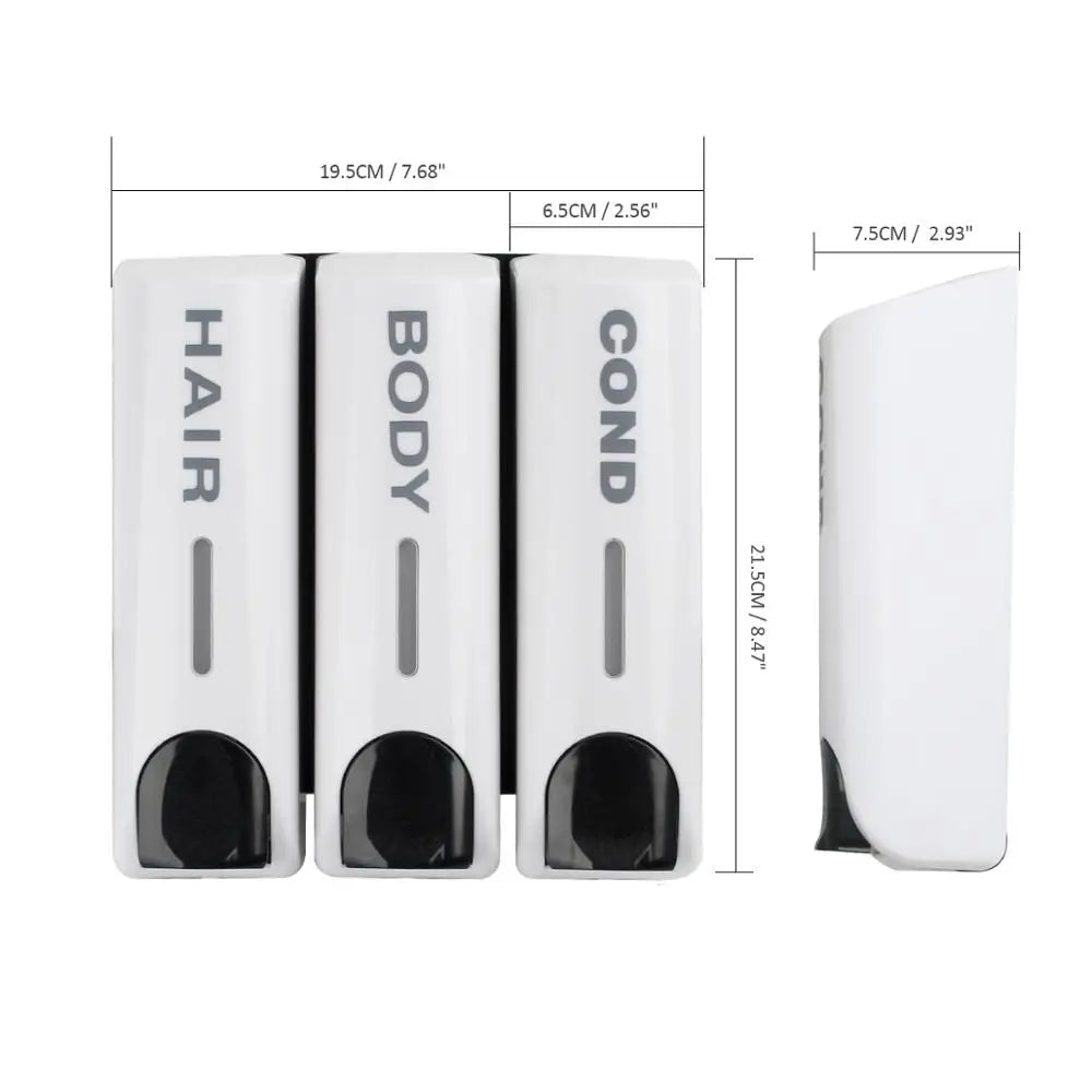 Single/Double/Triple 350ml Soap Dispenser Wall-mount Shower Bath Shampoo