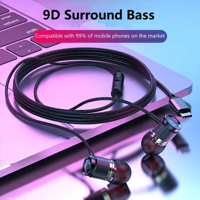 Headphone Stereo Wired Headset With Mic Earbuds For Samsung Android