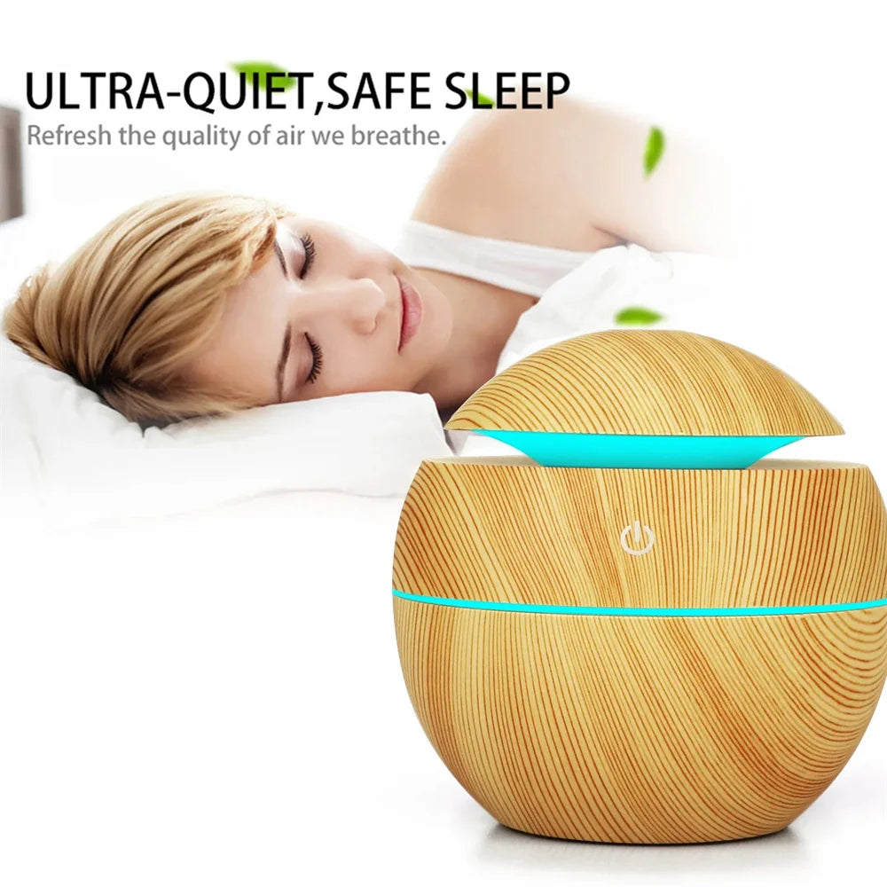 Electric Humidifier Air Aroma Diffuser Wood Ultrasonic