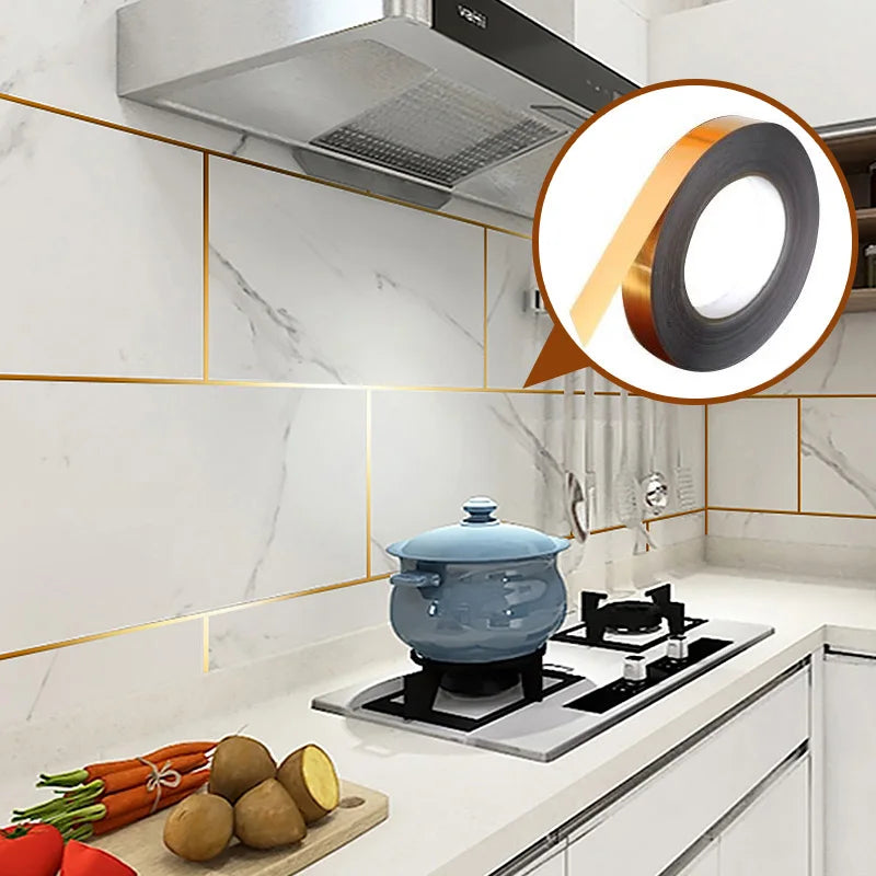 Tile Stickers Tape Floor Waterproof Wall Gap Sealing Strip Gold Silver Tile Beauty Seam Sticker Home Decoratio