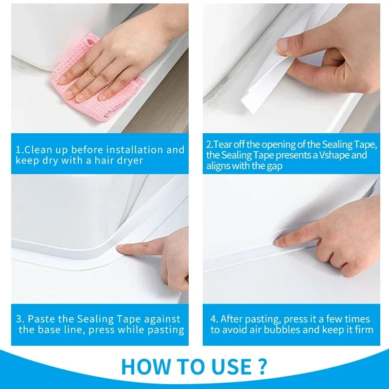 2.2x3.2mPVC Sealing Strip Tape For Bathroom Bath Toilet Kitchen