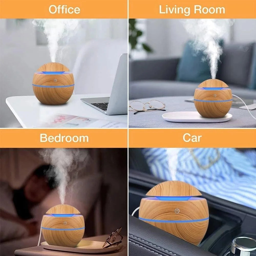 Electric Humidifier Air Aroma Diffuser Wood Ultrasonic