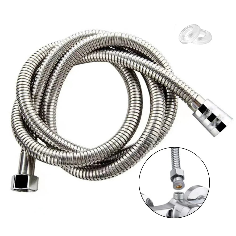 1pcs 2M Stainless Steel Hose Extension Tube Bathroom Shower