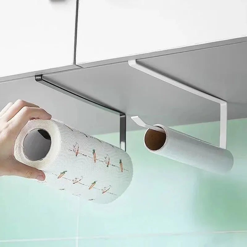 Paper Roll Holder Towel Rack Cling Film Storage Rack Bathroom