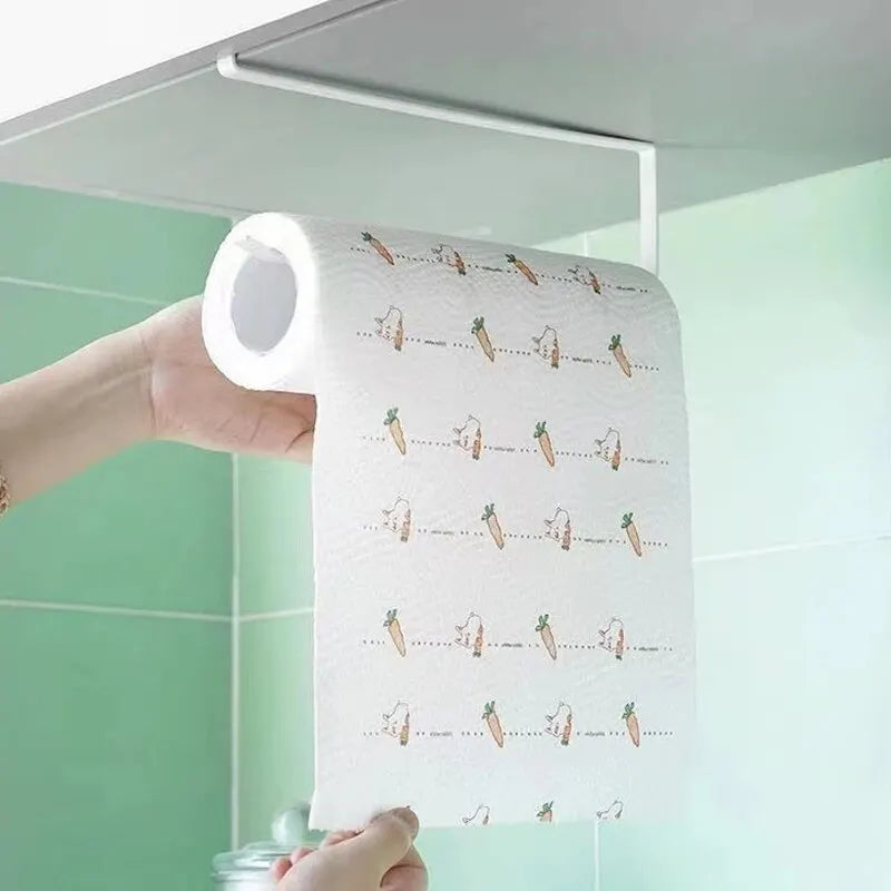 Paper Roll Holder Towel Rack Cling Film Storage Rack Bathroom