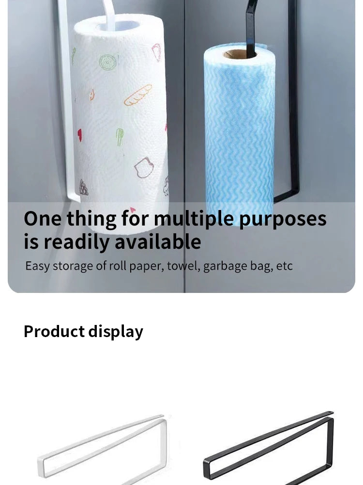 Paper Roll Holder Towel Rack Cling Film Storage Rack Bathroom