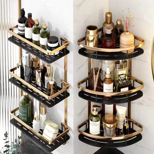 Non perforated Bathroom Shelf Floating Shelf for Wal Bathroom Corner Shelf wall