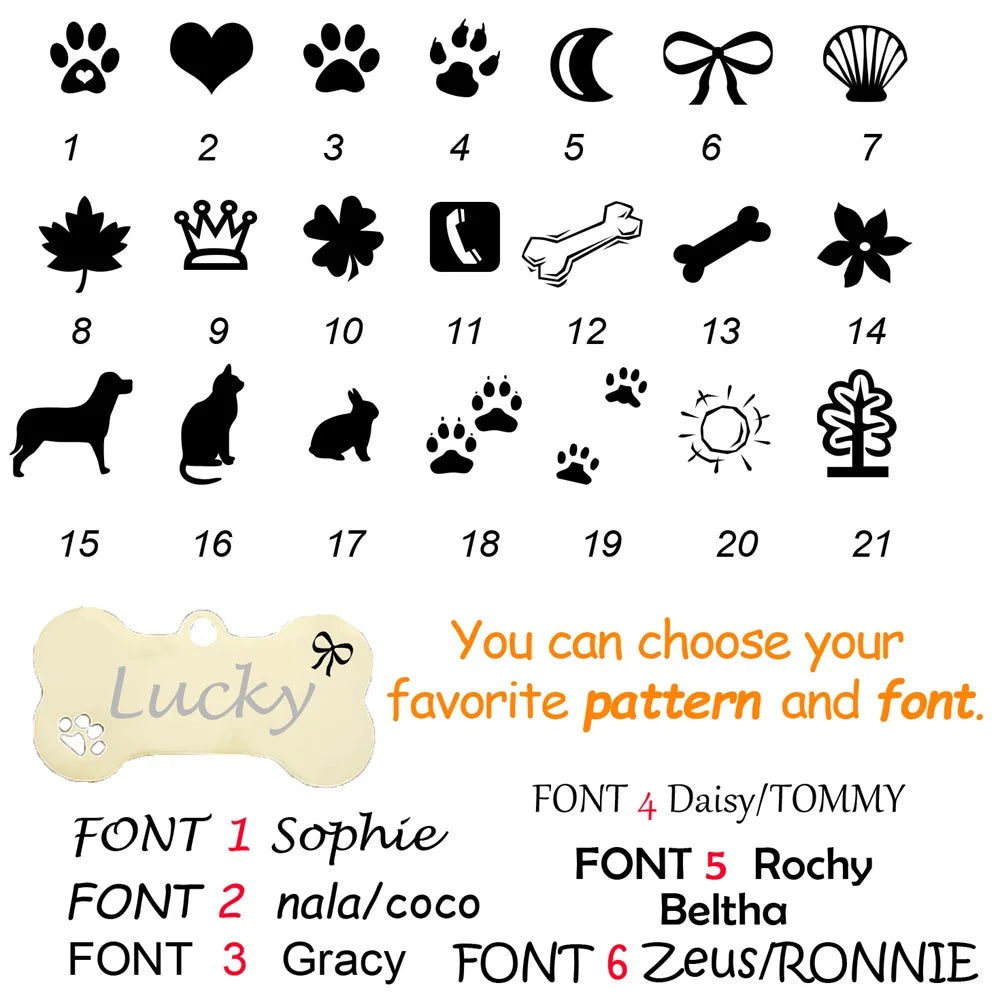 Pet ID Tag Personalized  for Cat Puppy Dog Tag