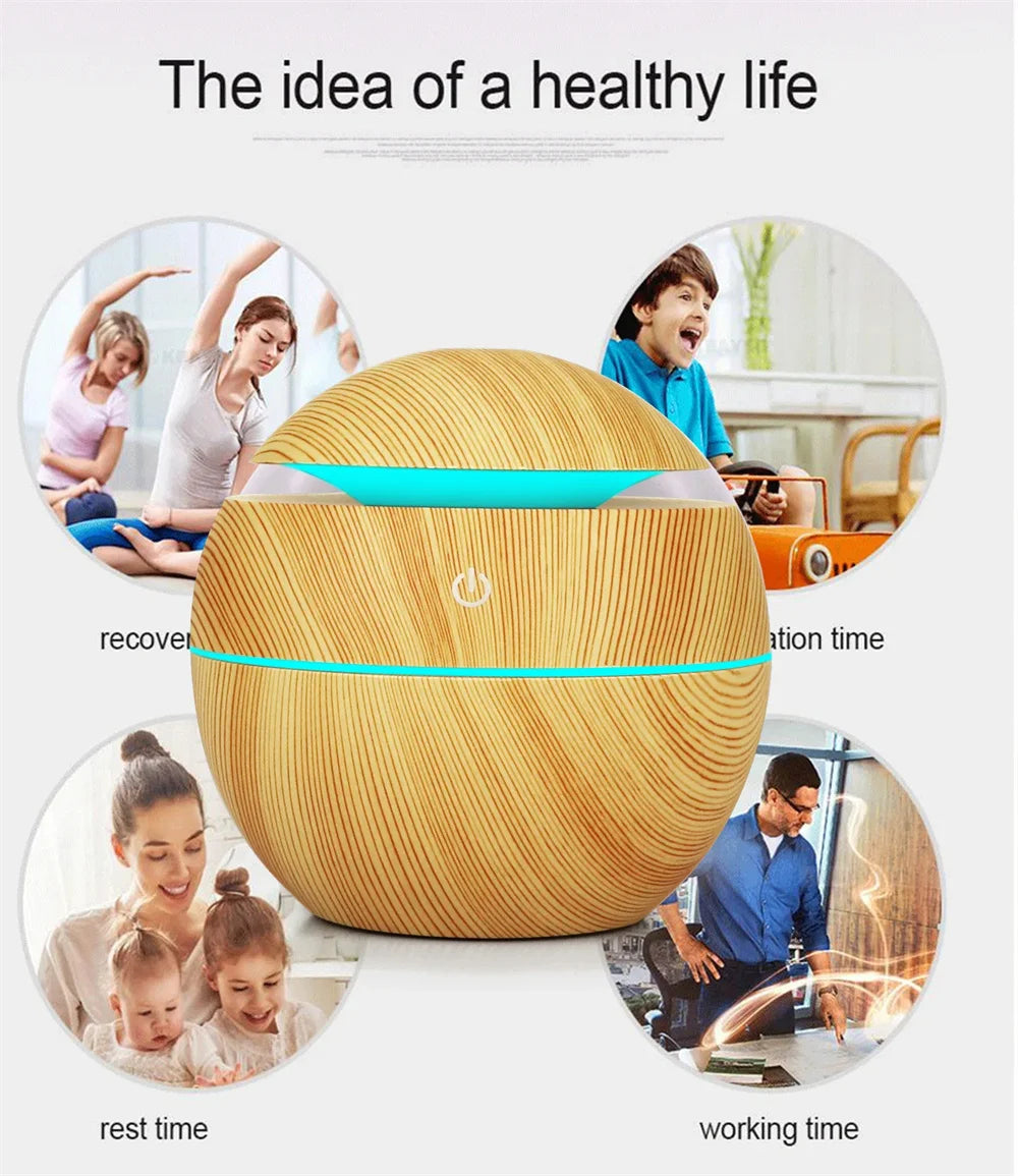 Electric Humidifier Air Aroma Diffuser Wood Ultrasonic