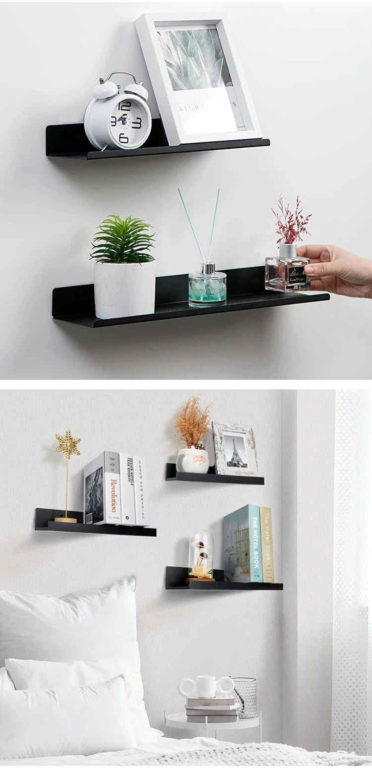 Floating Bathroom Shelves Without Drilling Storage Wall Rack Home