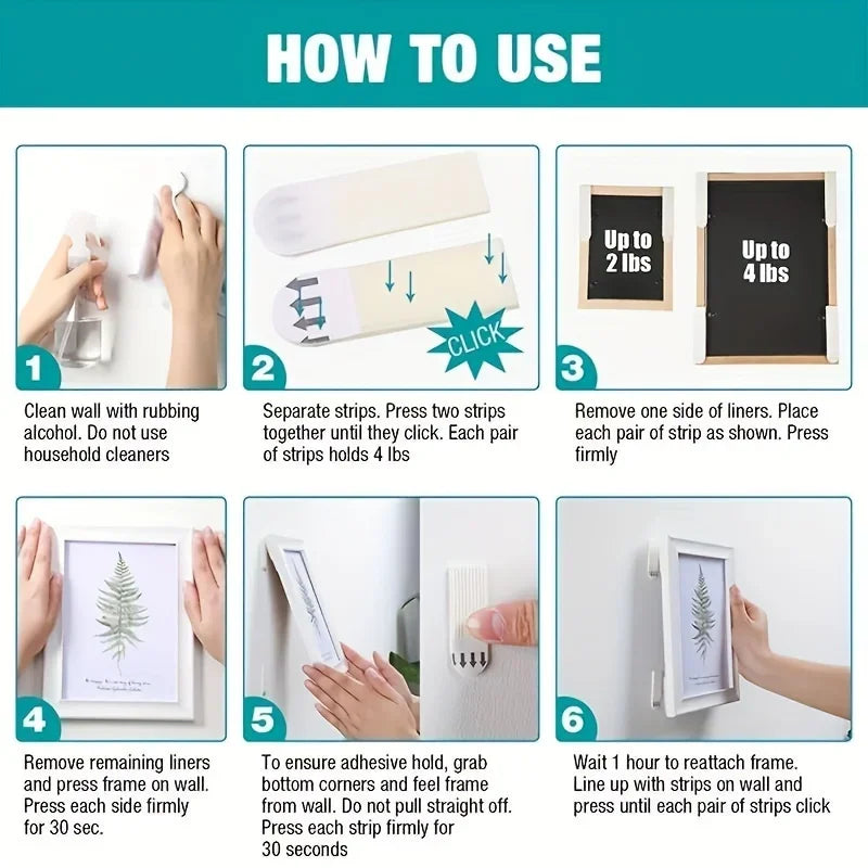 Punch-free Frame Tape Strips Assorted Mounting Self Adhesive Picture Frame Fixed Poster Wall Hook Decorate Fixing wall Hanger