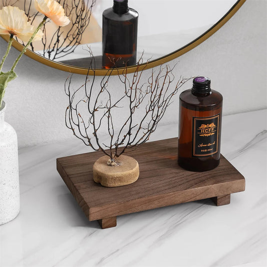 Wood Tray Pedestal Stand Farmhouse Bathroom