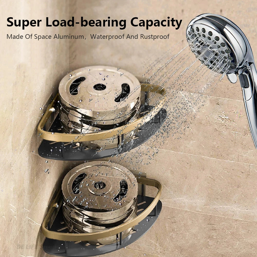 Non perforated Bathroom Shelf Floating Shelf for Wal Bathroom Corner Shelf wall