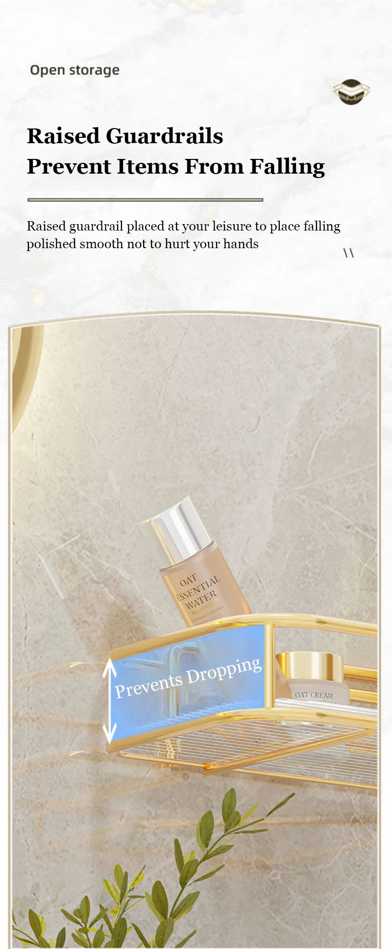 Luxury Acrylic Bathroom Shelf without Drilling Corner