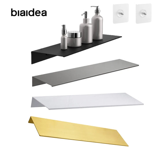 Floating Bathroom Shelves Without Drilling Storage Wall Rack Home Organizer Ledge Hardwares