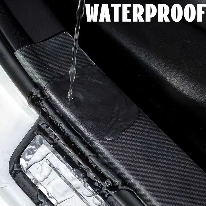 Nano Carbon Fiber Car Adhesive Tapes DIY Paste Strip Auto Door Sill Side Mirror Anti Scratch Stickers Waterproof Protection Film
