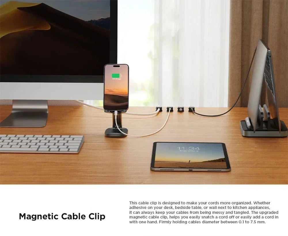 Magnetic Cable Clip Cable Holder,Adhesive Wire Keeper Cord Cable Organizer ,Usb Charging Line Winder For Office Desktop Home
