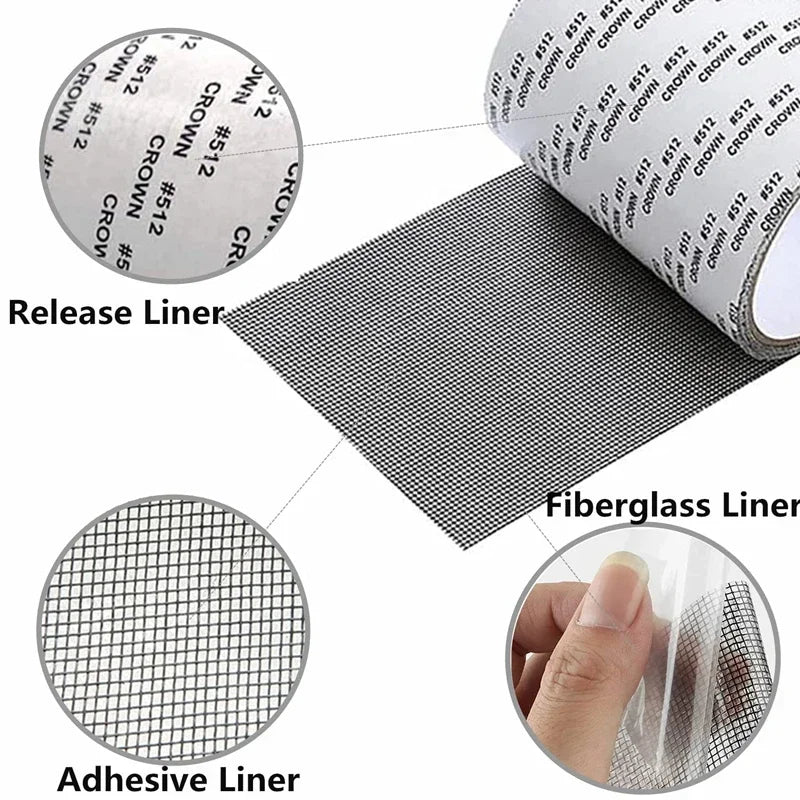 5x200cm Screen Repair Tape Window Door Waterproof Mosquito Net Patch Self-adhesive Super Fix Mesh Netting Broken Holes Tool