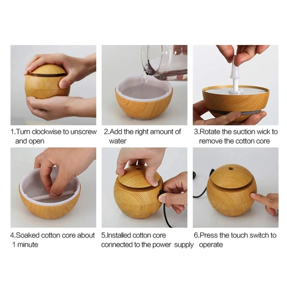 Electric Humidifier Air Aroma Diffuser Wood Ultrasonic