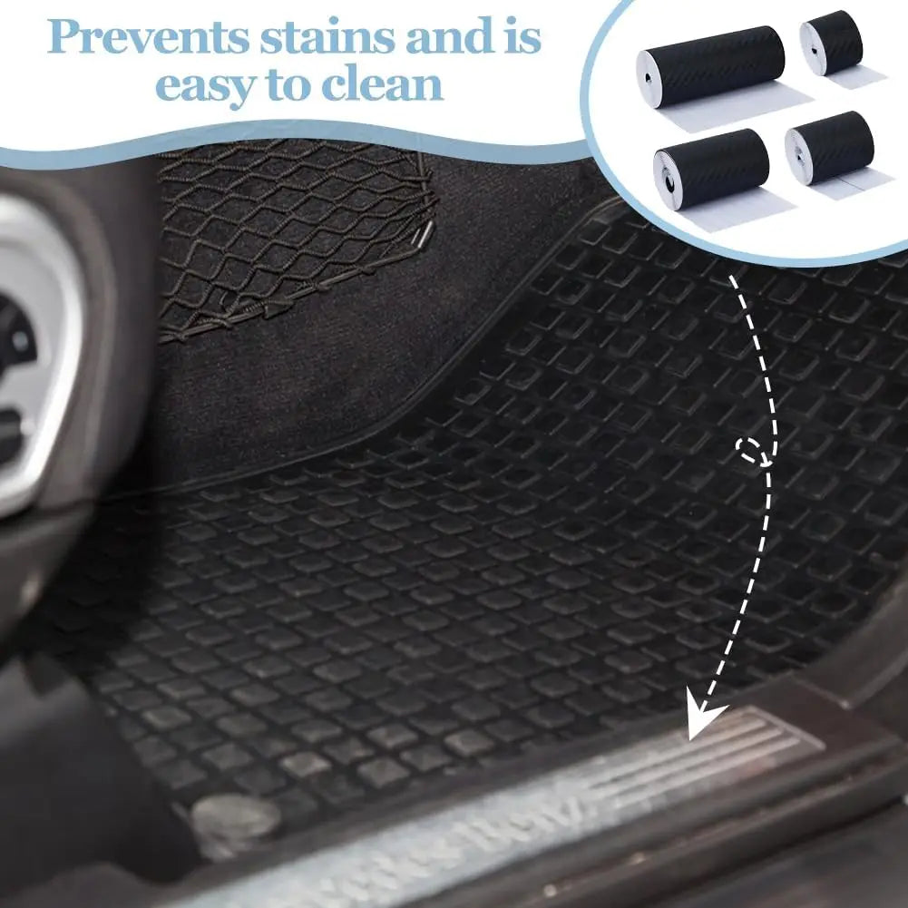 Nano Carbon Fiber Car Adhesive Tapes DIY Paste Strip Auto Door Sill Side Mirror Anti Scratch Stickers Waterproof Protection Film