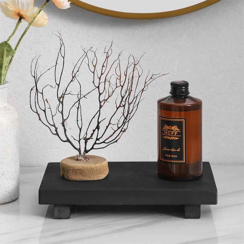 Wood Tray Pedestal Stand Farmhouse Bathroom