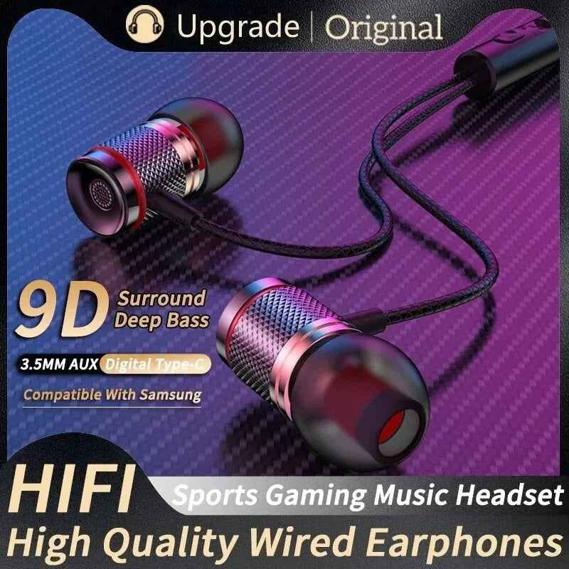 Headphone Stereo Wired Headset With Mic Earbuds For Samsung Android
