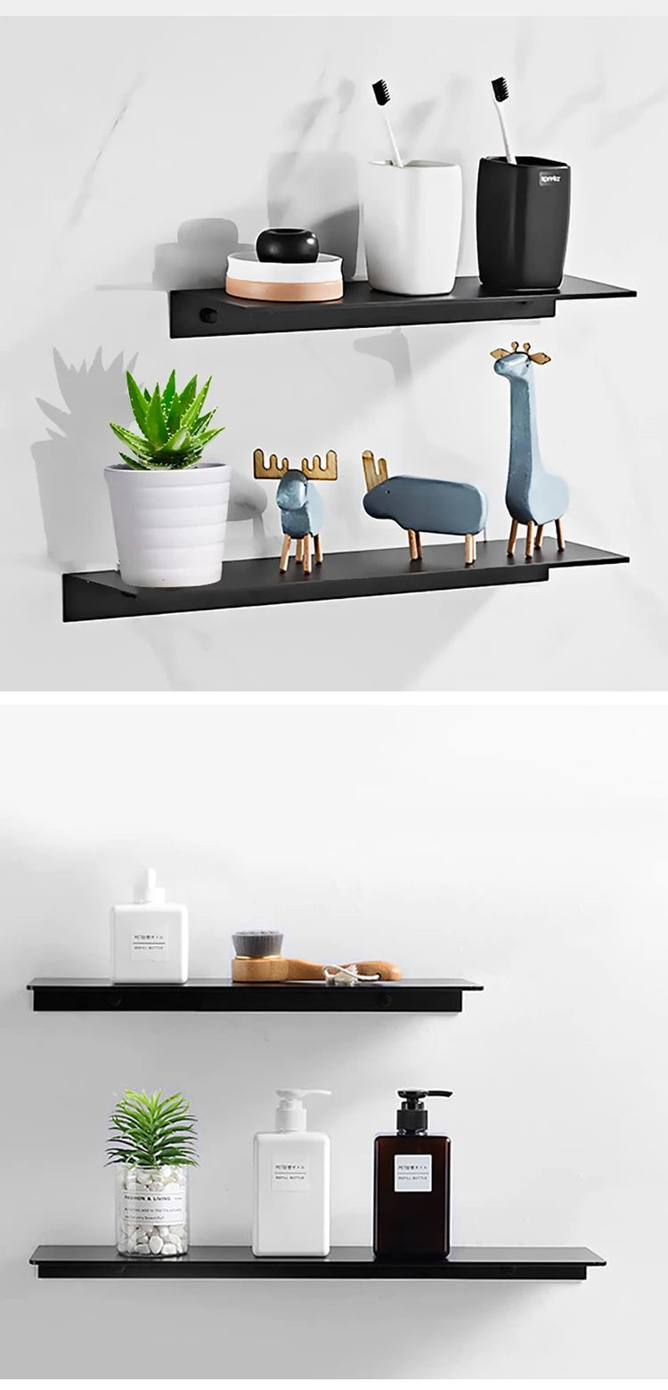Floating Bathroom Shelves Without Drilling Storage Wall Rack Home