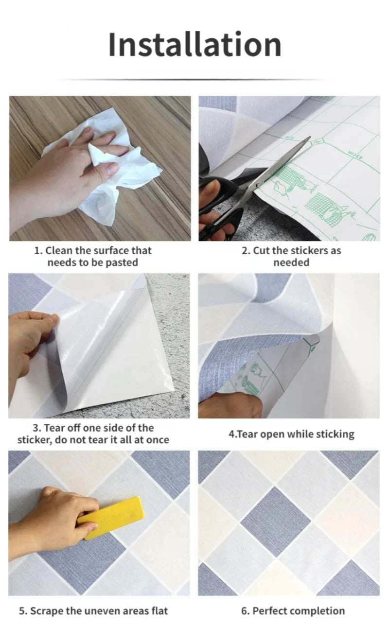 Modern Wallpaper Roll with 10 Meters Waterproof Mould Proof Stickers Bathrooms Kitchen