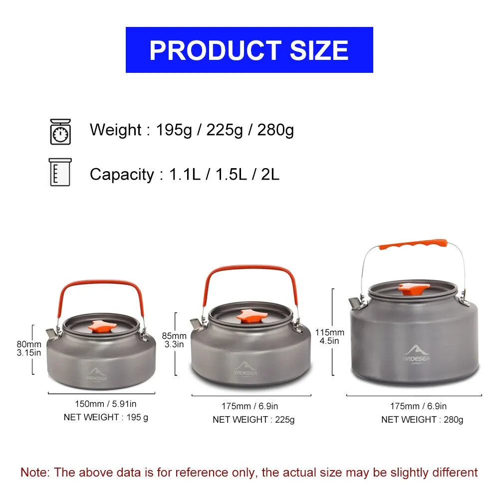 Widesea 1.1L 2L1.5L Camping Water Kettle