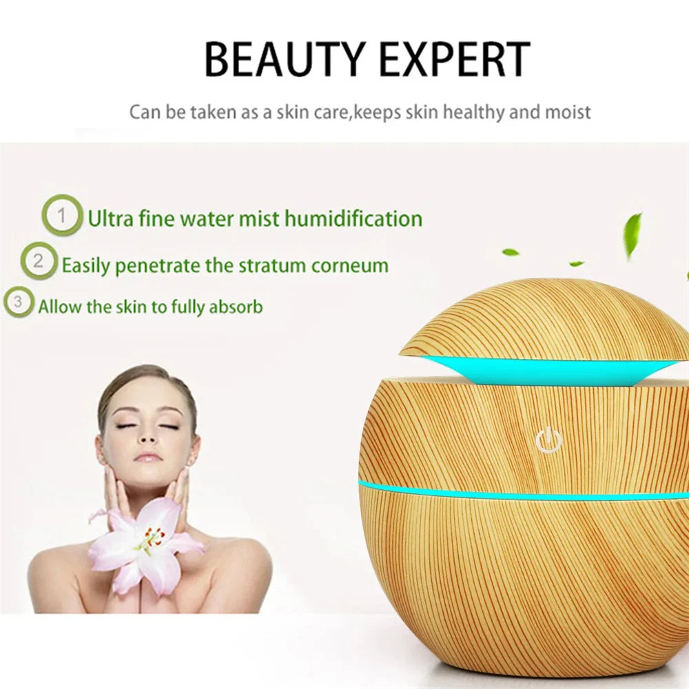 Electric Humidifier Air Aroma Diffuser Wood Ultrasonic