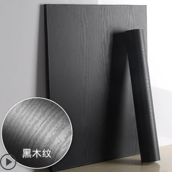 Black wood grain thickening wallpaper boeing film furniture kitchen