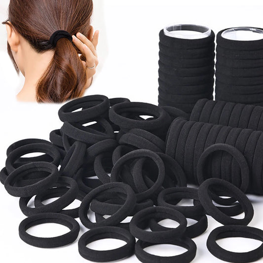 50/100pcs Black Hair Bands for Women Girls Hairband High Elastic Rubber