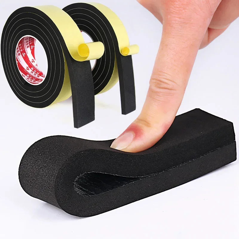 Black Rubber Sponge Door Window Seal Strip Waterproof Soundproof Self Adhesive Anti-collision Pad EVA Foam Single Sided Tape