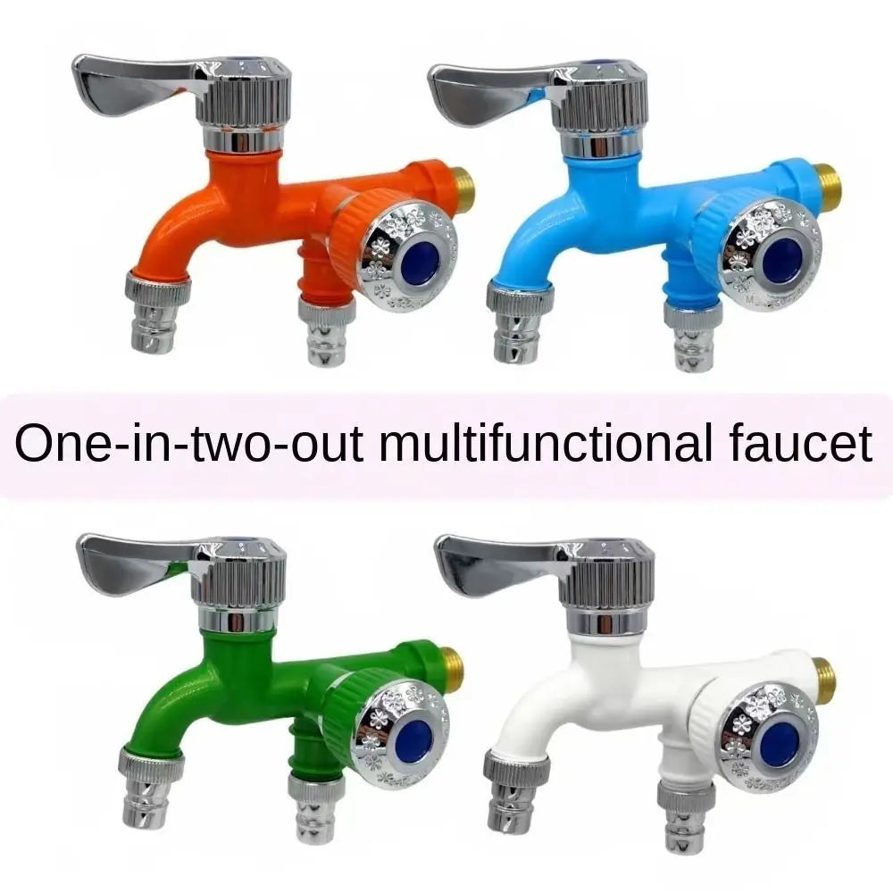 Universal Interface Washing Machine Faucet Multi-function POM Bronze Double Nozzle Faucet Dual Control Water Tap