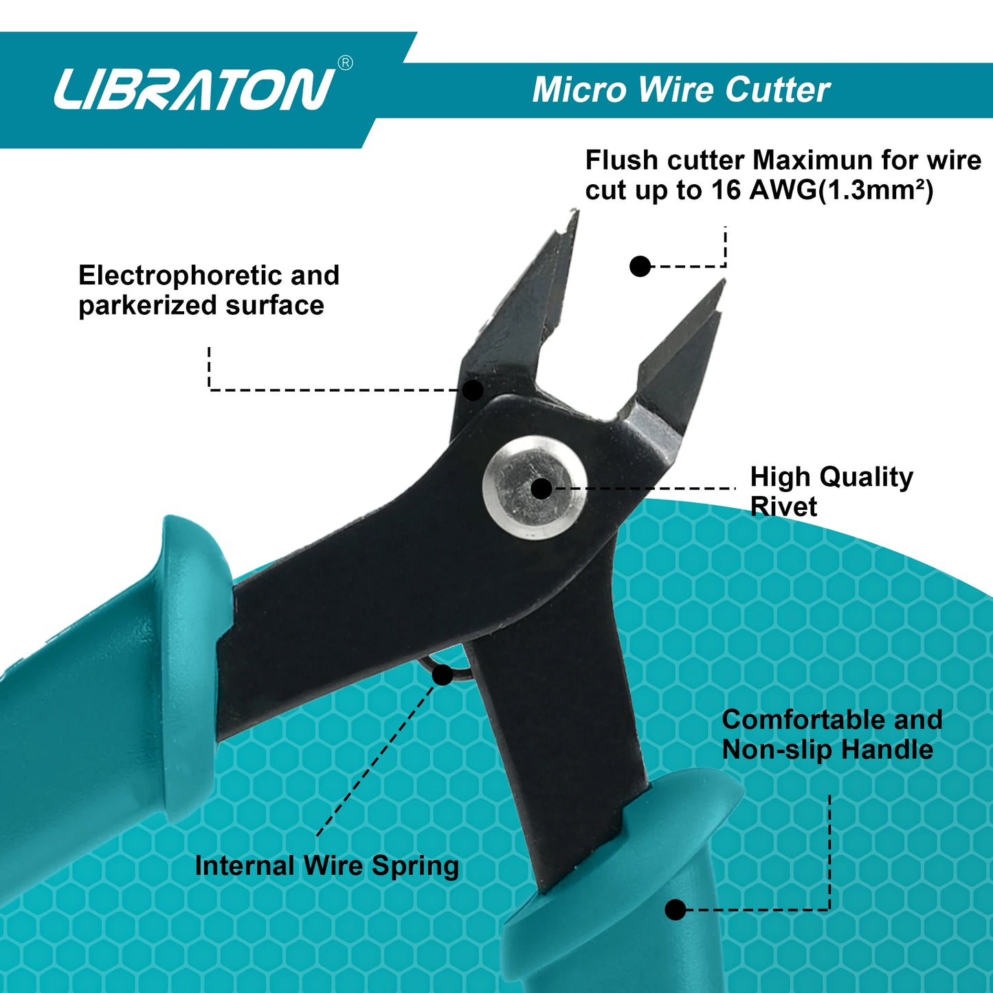LIBRATON Micro Wire Cutter Precision Electronics Flush Cutter and Side Cutting