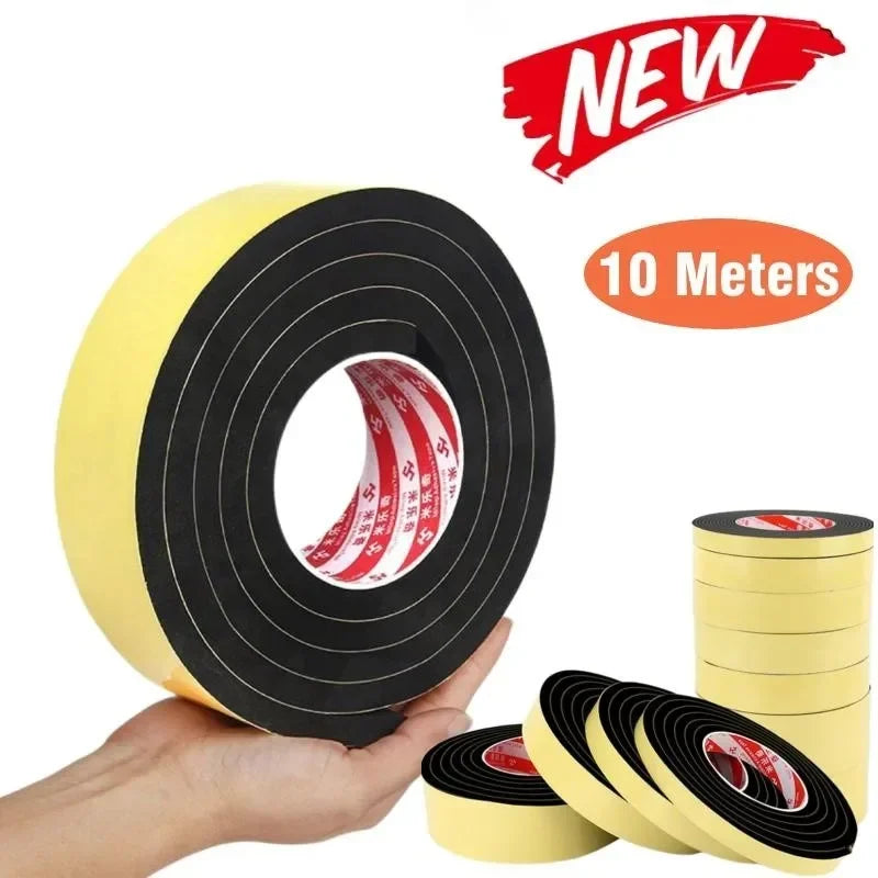 Black Rubber Sponge Door Window Seal Strip Waterproof Soundproof Self Adhesive Anti-collision Pad EVA Foam Single Sided Tape