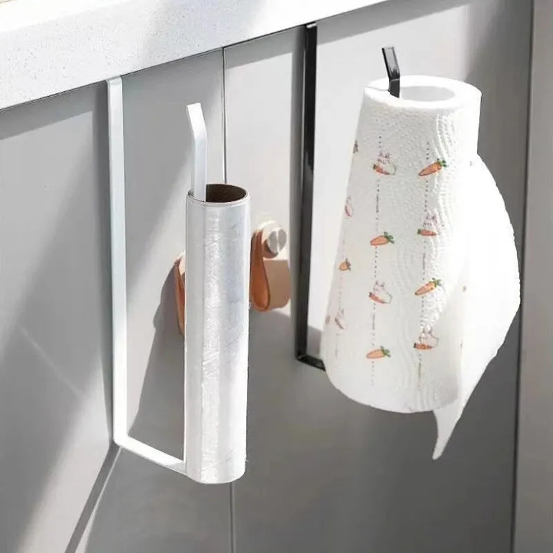 Paper Roll Holder Towel Rack Cling Film Storage Rack Bathroom